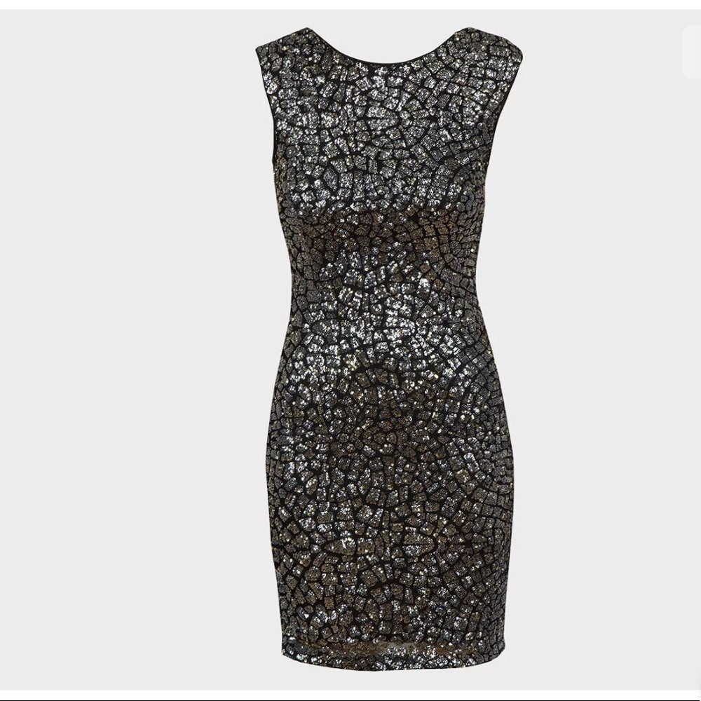 Sequin pattern scoop back mini dress